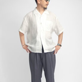 have a good day ハブアグッドデイ 麻100％ フレンチリネン 半袖オープンカラーシャツ 日本製 メンズ