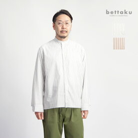 【楽天セール半額以下】Bettaku ベッタク ストライプ タイプライター バンドカラーシャツ 日本製 メンズ