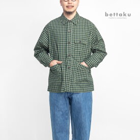 【楽天セール】Bettaku ベッタク カバーオールシャツジャケット オーガニックコットンチェック 日本製 メンズ