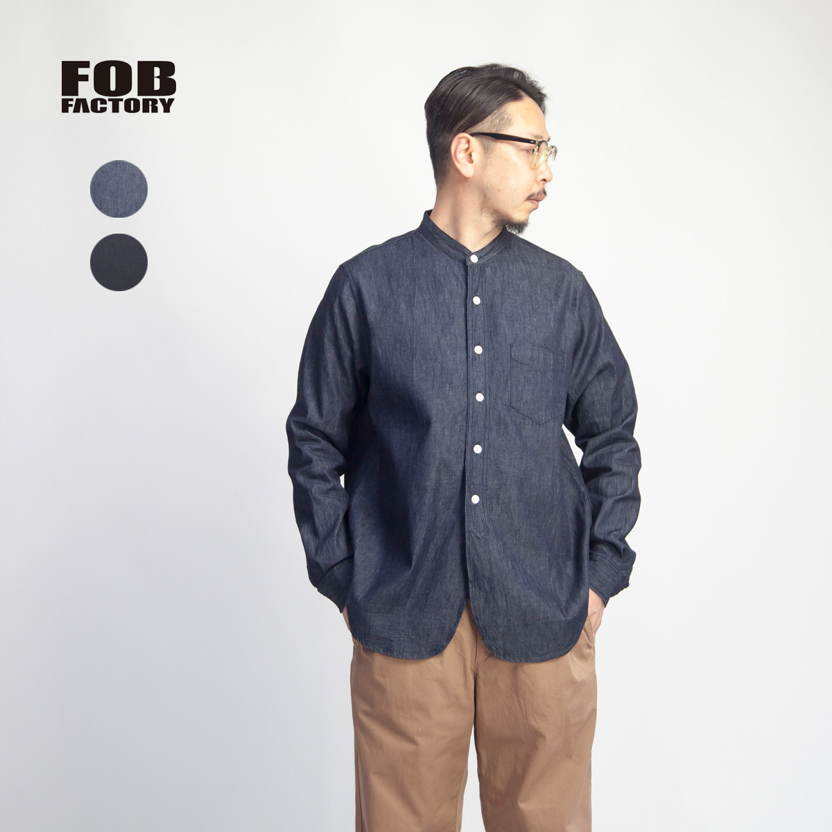FOB FACTORY FOBファクトリー デニムバンドカラーシャツ 日本製 メンズ | MARC ARROWS楽天市場店