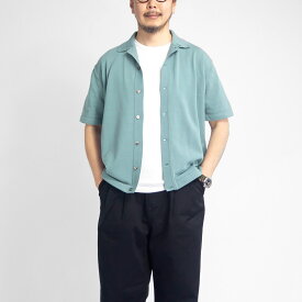 MOONCASTLE ムーンキャッスル アイスコットン ニットオープンカラーシャツ ポロカーディガン 月城ニット 日本製 メンズ