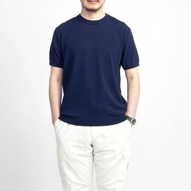 MOONCASTLE ムーンキャッスル アイスコットン クルーネック半袖ニットTシャツ 月城ニット 日本製 メンズ