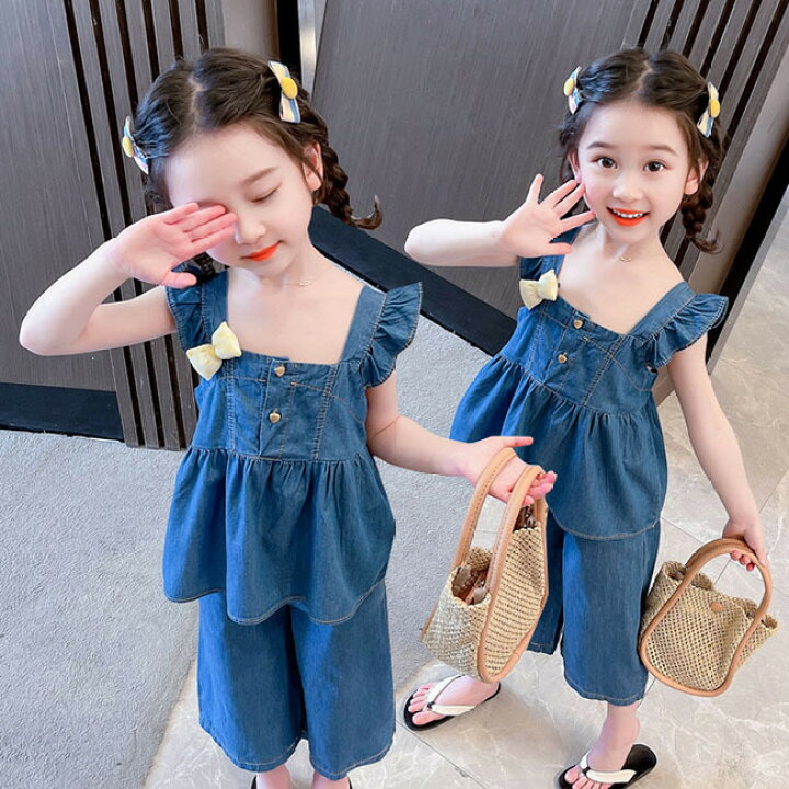 楽天市場】夏 夏服 韓国子供服 セットアップ デニム ジャケット +  