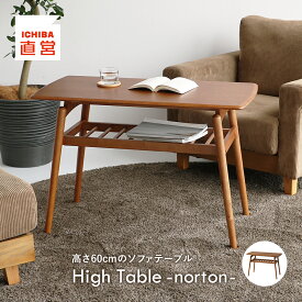 テーブル センターテーブル ソファテーブル リビングテーブル ハイテーブル センターテーブル ソファダイニング 木製テーブル 天然木 幅90cm 北欧 おしゃれ 収納 棚 1人 2人 High Table -norton- OAKER T-3648 ちいくのいちば いちばかぐ