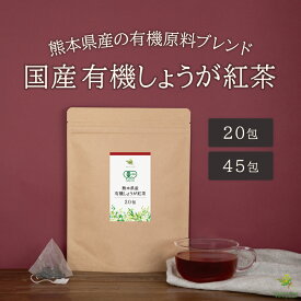 有機しょうが紅茶 国産 熊本県産 ティーパック 有機JAS認定 オーガニック 生姜紅茶［ ティーバッグ ショウガ紅茶 ジンジャーティー 生姜 紅茶 紅茶国産 紅茶生姜 紅茶 和紅茶 しょうが 健康茶 無添加 無着色 無香料 カフェイン 送料無料］