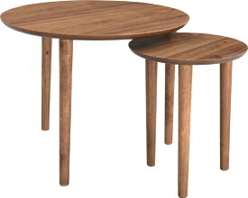 ネストテーブル リビングテーブル 丸テーブル ローテーブル 円形 ウォールナット 幅60 天然木 木製 コンパクト 北欧 シンプル モダン おしゃれ コーヒーテーブル センターテーブル 机 ワンルーム 一人暮らし ラウンド トムテ