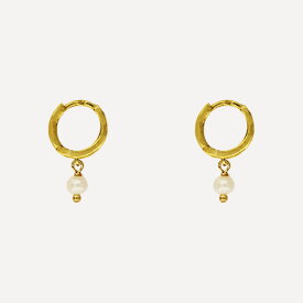 MESH パール・フープピアス シルバー925 18Kゴールドコート Gold Earrings ギフトBOX入り ジュエリークロス付き ハンドメイド ポルトガル直輸入 ARG340