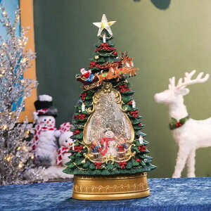 スノーイング クリスマスツリーデコレーションランタン 電子オルゴール(クリスマスソング8曲) 置物 飾り LED 電池・USB電源 スノードーム ギフト 贈り物 WDL-22011