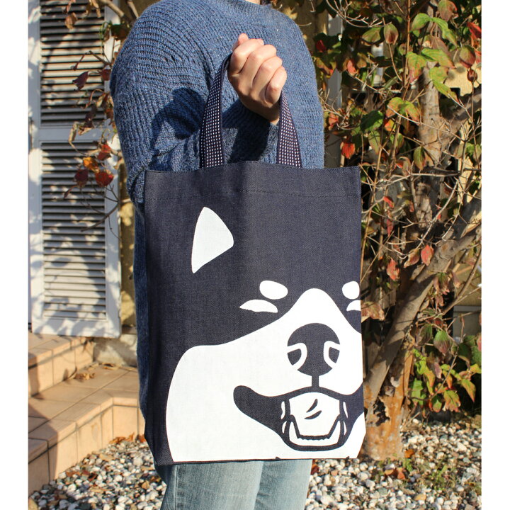 楽天市場】倉敷デニム デカ顔 トートバッグ【犬顔】マチ付 縦長 A4 