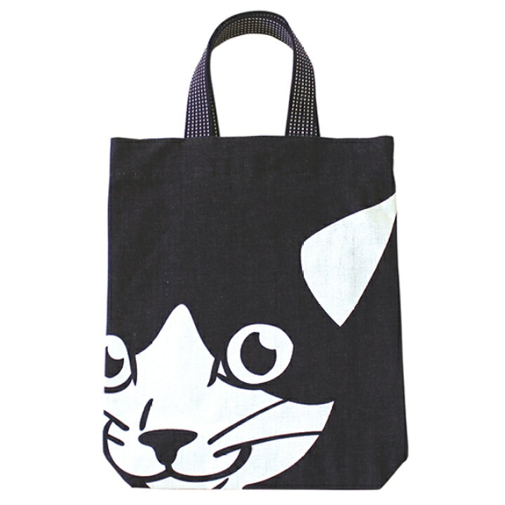 楽天市場】倉敷デニム デカ顔 トートバッグ【ねこ顔】マチ付 縦長 A4 