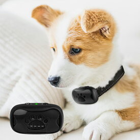 犬 しつけ用首輪(ブラック) 充電式 7段階センサー 自動振動 リモコン不要 無駄吠え防止 トレーニングカラー