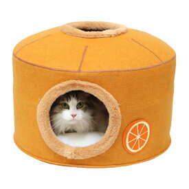 猫ベッド キャットハウス 小型犬 ニャンともデザートパイ オレンジ ペッツルート 冬用 暖かい ドーム型 2WAY ペットソファ