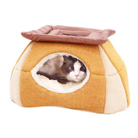 猫ベッド キャットハウス 小型犬 ニャンとも見えちゃうおこた にゃん角 ペッツルート 冬用 暖かい ドーム型 2Way ペットソファ
