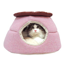 猫ベッド キャットハウス 小型犬 ニャンとも見えちゃうおこた にゃん丸 ペッツルート 冬用 暖かい ドーム型 2Way ペットソファ