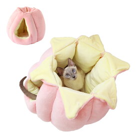 猫ベッド キャットハウス 小型犬 ニャンともつぼみチューリップ ピンク ペッツルート 冬用 暖かい ドーム型 ペットソファ