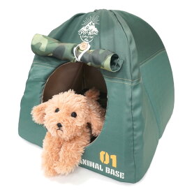ペットハウス キャンプテント型 グリーン 小型犬 猫 ペット用 ベッド 冬用 暖かい ドーム型 おもしろ インスタ映え T&S