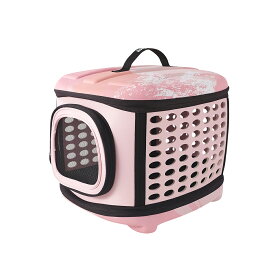 Ibiyaya 折りたたみ式 トラベリング ペット ハンドキャリー ピンクサンセット 小動物 小型犬 犬 猫 うさぎ ペットキャリー 通気性 ケース おでかけ 旅行 通院 軽量 Collapsible Traveling Pet Hand Carrier イビヤヤ FC1006-P