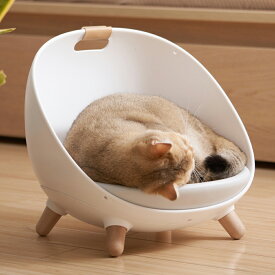 猫用ソファ 温度調整可能なペットのマルチベッド (ホワイト) ネコ HEBENA