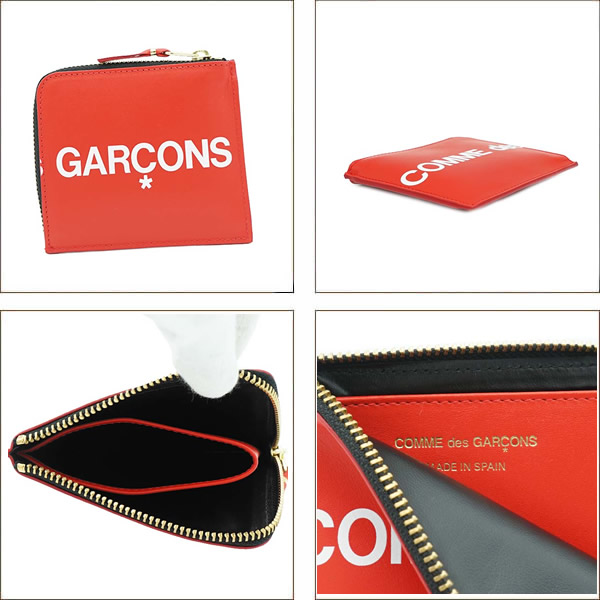 コムデギャルソン 小銭入れ COMME DES GARCONS コインケース SA3100HL HUGE LOGO ブラック レッド BLACK  RED | marcoplus