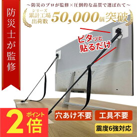 ＼スーパーSALE限定ポイント2倍！／【防災士監修】最大1年間保証☆穴あけ不要！【送料無料】テレビ 転倒防止 ベルト 耐震ベルト テレビ転倒防止ベルト 賃貸 壁掛け テレビ テレビ転倒防止グッズ 地震対策 家具転倒防止 防災 グッズ 長さ調整可能 2本セット テレビ 防災グッズ