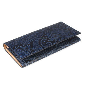 KOI コーアイ BAGGY PORT バギーポート 藍染めペイズリー二つ折り長財布 被せ蓋 インディゴ 送料無料