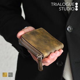 TRIALOGUE STUDIO トライアローグ ステューディオ ラウンドファスナーミニ財布 小さい財布 スモールウォレット 極小財布 ミニウォレット 日本製 金銀 メタリック メンズ 紳士用 男性用 本革財布 YKKエクセラファスナー 送料無料