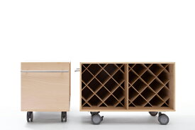 キャスター付き ワイン収納カート ロータイプ SCH-W Storage Cart ストレージカート マルゲリータ （木製 ワインラック ワイン木箱 移動式）