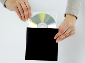 CD保管用 厚紙ジャケット（黒）+不織布ダブルポケット 100組セット/CD-037 /マルゲリータ