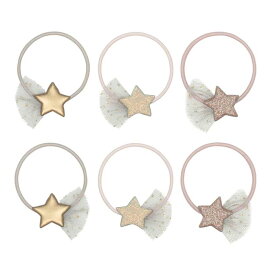 MIMI&LULA ヘアアクセサリー ヘアゴム ヘア ゴム 6個セット 星 スター ピンク ゴールド かわいい きらきら キラキラ ヘア 女の子 女子 雑貨 おもちゃ プレゼント プチギフト ギフト 誕生日 おしゃれ 大人 子供 キッズ ラメ チュール