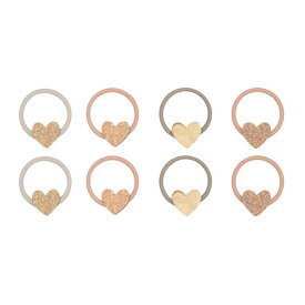 MIMI&LULA ヘアアクセサリー ヘアゴム ハート ミニハート 小さいサイズ 8個セット 髪留め 女の子 女子 雑貨 プレゼント プチギフト ギフト 誕生日 贈り物 おしゃれ 大人 子供 キッズ ラメ キラキラ たくさんつけて可愛い