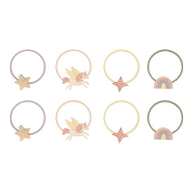 MIMI&LULA ヘアアクセサリー ヘアゴム ユニコーン キラキラ 小さいサイズ 8個セット 髪留め 女の子 女子 雑貨 プレゼント プチギフト ギフト 誕生日 贈り物 おしゃれ 大人 子供 キッズ ラメ キラキラ たくさんつけて可愛い