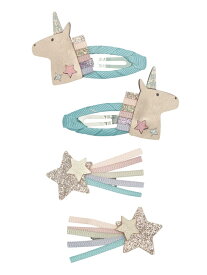 MIMI&LULA ヘアアクセサリー ヘアクリップ 4個セット かわいい ヘアピン 髪留め ヘアクリップ 女の子 女子 雑貨 おもちゃ 出産祝い プレゼント プチギフト ギフト 誕生日 贈り物 おしゃれ 大人 子供 キッズ ユニコーン 星 スター