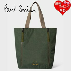 【送料無料】【ラッピング無料】ポールスミス Paul Smith トートバッグ PSハッピーフェイス ナイロン カーキ メンズ ブランド 正規品 新品 ギフト プレゼント 人気 おすすめ