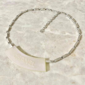 CHANEL シャネル ネックレス ココマーク シェル プレート ピンク シルバー ロゴ 【中古】