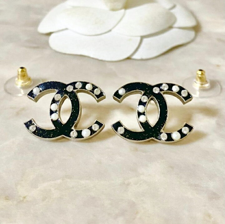 楽天市場】CHANEL シャネル ピアス ココマーク ストーン パール ラメ 