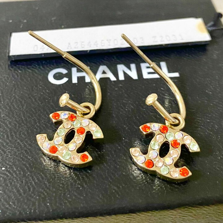 楽天市場】CHANEL シャネル ピアス フープ ココマーク マルチカラー 