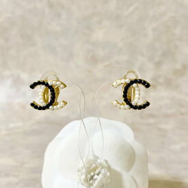 CHANEL シャネル イヤリング ココマーク バイカラー パール ブラック ストーン 金 【中古】