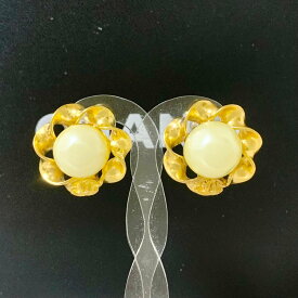 CHANEL シャネル イヤリング ココマーク パール 真珠 リボン チェーン ゴールド 丸 ロゴ 金 【中古】