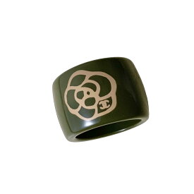 CHANEL シャネル 指輪 ココマーク リバーシブル カメリア フラワー 花 リング グリーン ロゴ COCO 【中古】