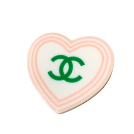 CHANEL シャネル ブローチ ココマーク ハート ライン カラフル パステル ホワイト グリーン ピンク シルバー ロゴ 【中古】