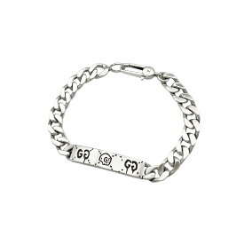 GUCCI グッチ ブレスレット ゴースト ガイコツ ドクロ スカル ボーン 骨 GG シマ キヘイ 喜平 チェーン SV 925 シルバー 銀 【中古】