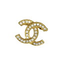 CHANEL シャネル ブローチ ココマーク ラインストーン 石 ゴールド 金 ロゴ COCO ヴィンテージ 【中古】
