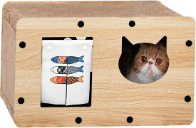 【即納】猫 爪研ぎ 猫用爪とぎ ハウス 段ボール キャットハウス キャットタワー ダンボールハウス 組立簡単 猫窓 鯉柄のれん 猫ハウス 猫小屋 猫の爪とぎハウス 爪とぎ兼ベッド 猫箱 組み立て式 高密度段ボール 収納簡単 ストレス解消 爪研ぎ