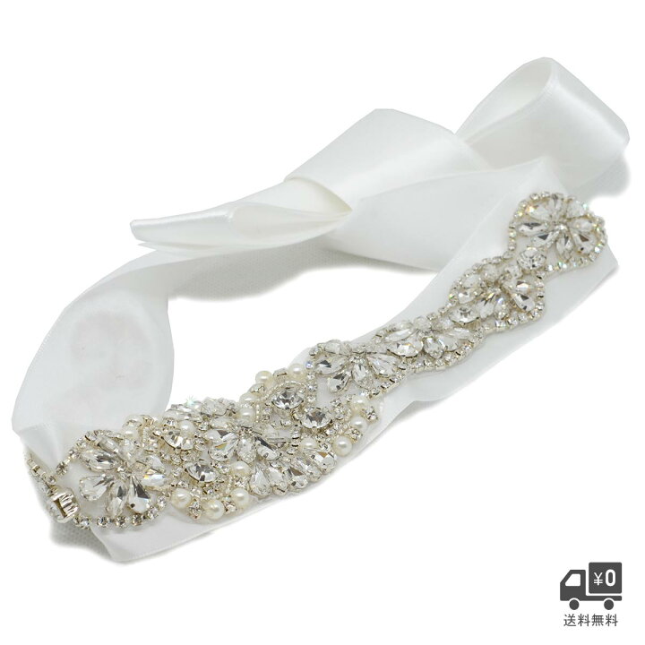 楽天市場】サッシュベルト ビジューベルト リボンベルト ウエディング  