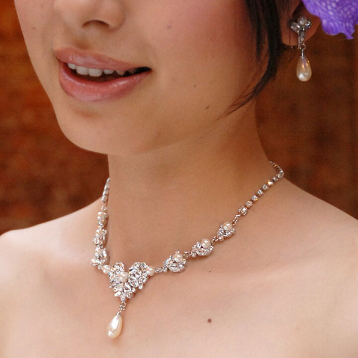 楽天市場】ネックレスセット パール ブライダル ウエディング  