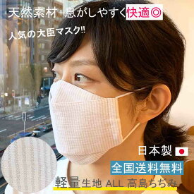 日本製 布マスク 夏用 大臣 コットンマスク 大きめ 高島ちぢみ 洗える 就寝マスク 立体型 ギフト 軽量 敏感肌 天然 ★ベージュストライプ柄 【Y417】【送料無料】【あす楽】