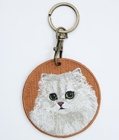 クーポン発行中！猫キーホルダー シルク両面刺繍 チンチラ ペルシャ キャット ネコグッズ 100％シルク刺繍 超かわいい 本物そっくり 高品質 リアルチャーム ペット プレゼント最適 ネコ キーホルダー猫