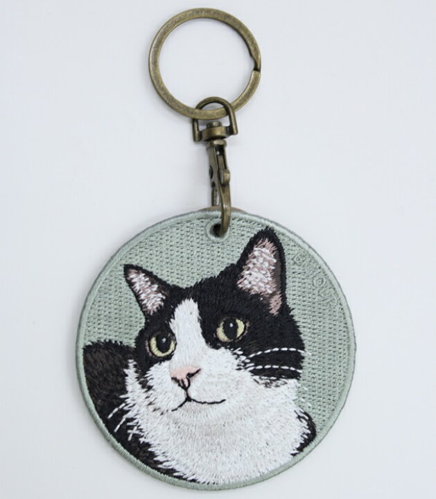 楽天市場】クーポン配布中！猫キーホルダー シルク両面刺繍 ハチワレ  