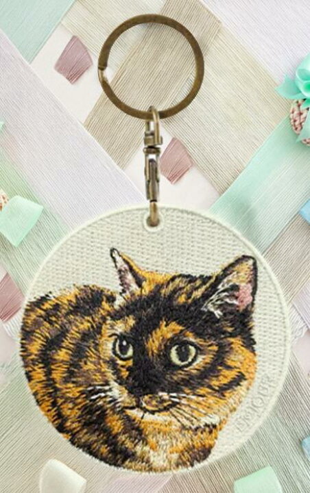 楽天市場】猫キーホルダー シルク両面刺繍 さびネコ キャット ネコ 