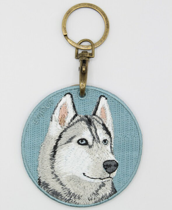 楽天市場】ドッグ両面刺繍キーホルダーシベリアンハスキー シルク刺繍 